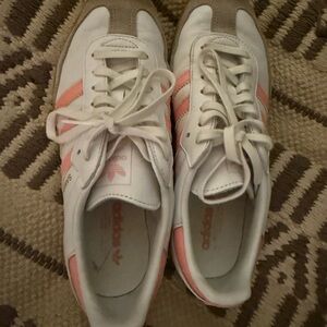 Adidas Women's White and Pink Sambas